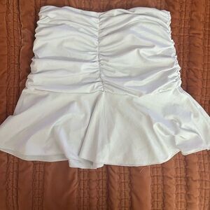 White Ruched Mini Skirt